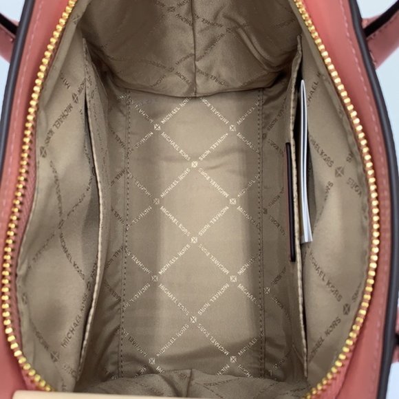 Michael Kors Avril Small Logo Top-Zip Satchel Sunset Rose - Picture 11 of 16